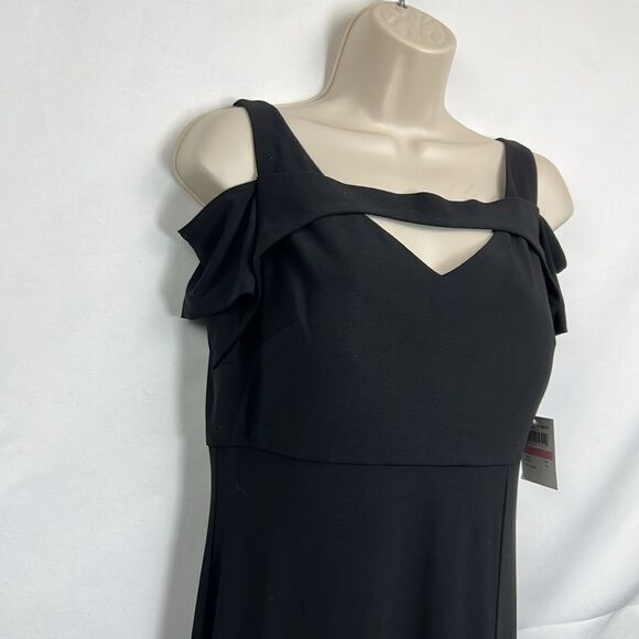 Nightway Black knit gown with front slit NWT size 10 - Picture 5 of 16